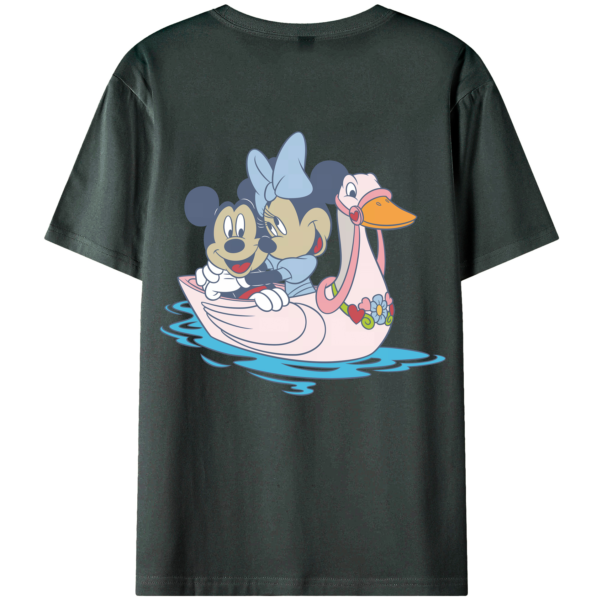 （画像用） ミッキーマウス Mickey Mouse 綿100％ メンズ半袖Tシャツ（バックプリント） 通気性